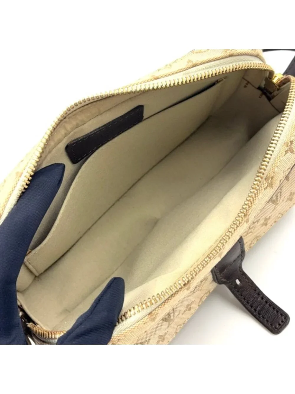 Louis Vuitton Juliette MM Monogram Mini Khaki Leather Canvas Dark Brown Beige